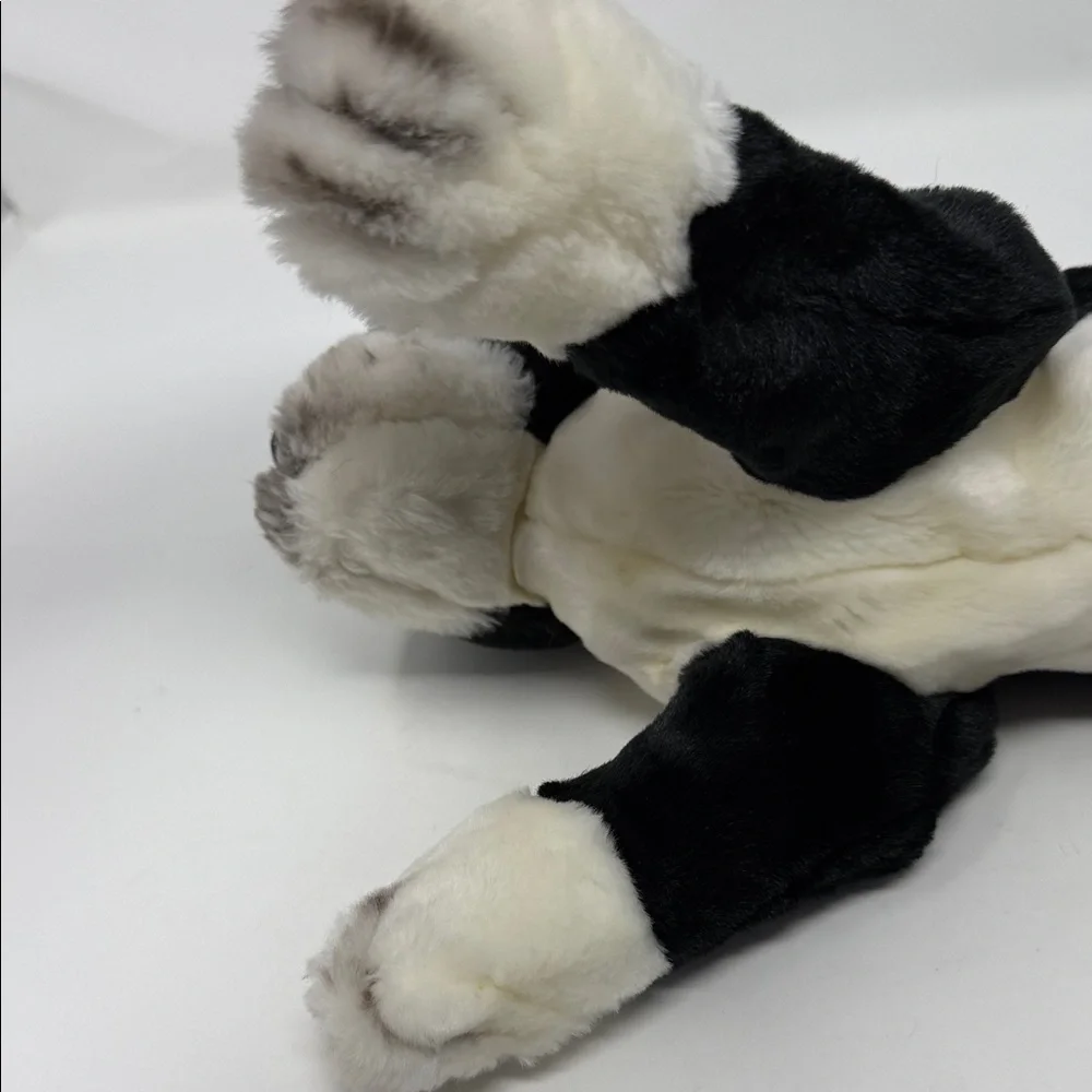 Animal Alley 13” long Plush Black & White Bulldog Stuffed Animal Toy - Kids